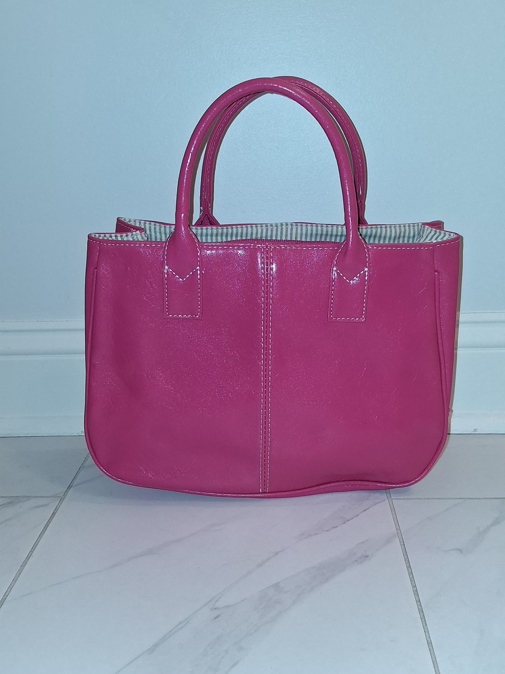 Bright Pink Structured Tote Bag with Top Handles